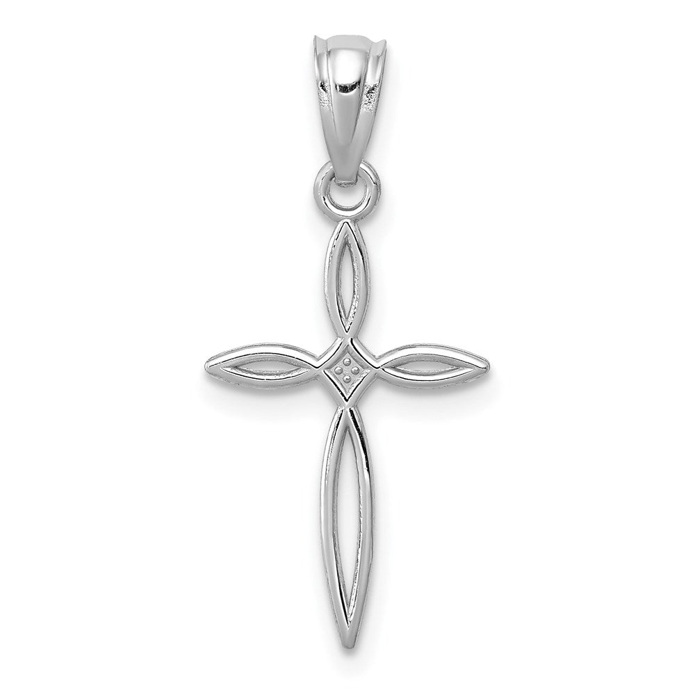 14k White Gold Passion Cross Charm - Product Photo