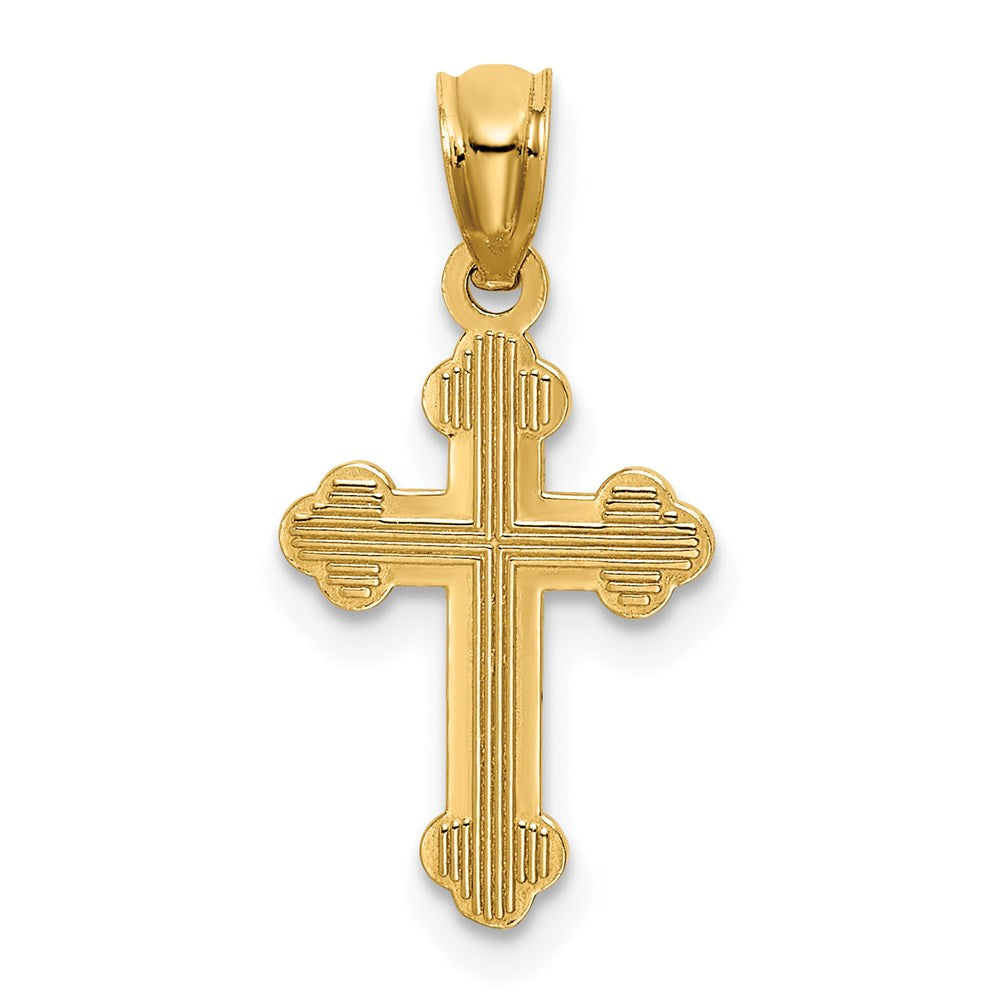 14k Small Budded Cross Charm - Product Photo