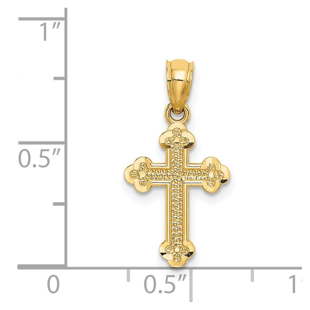 14k Small Budded Cross Charm - Product Photo