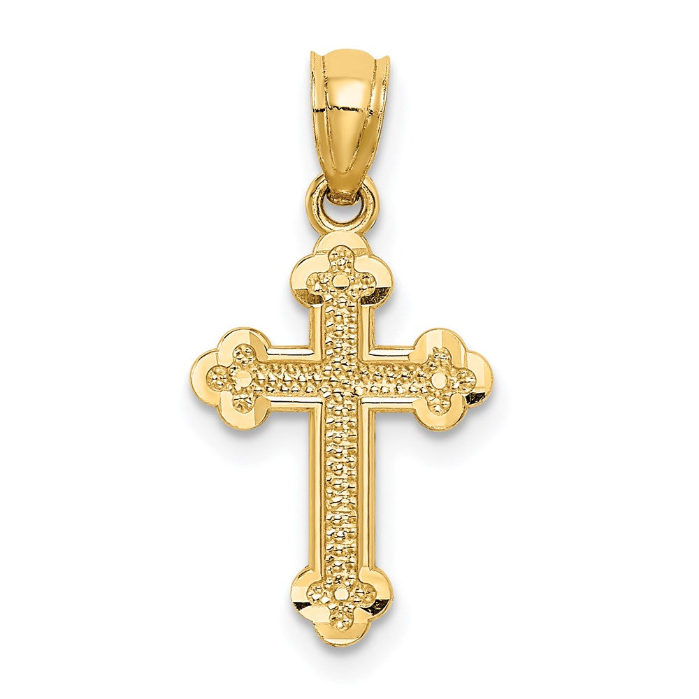 14k Small Budded Cross Charm - Product Photo