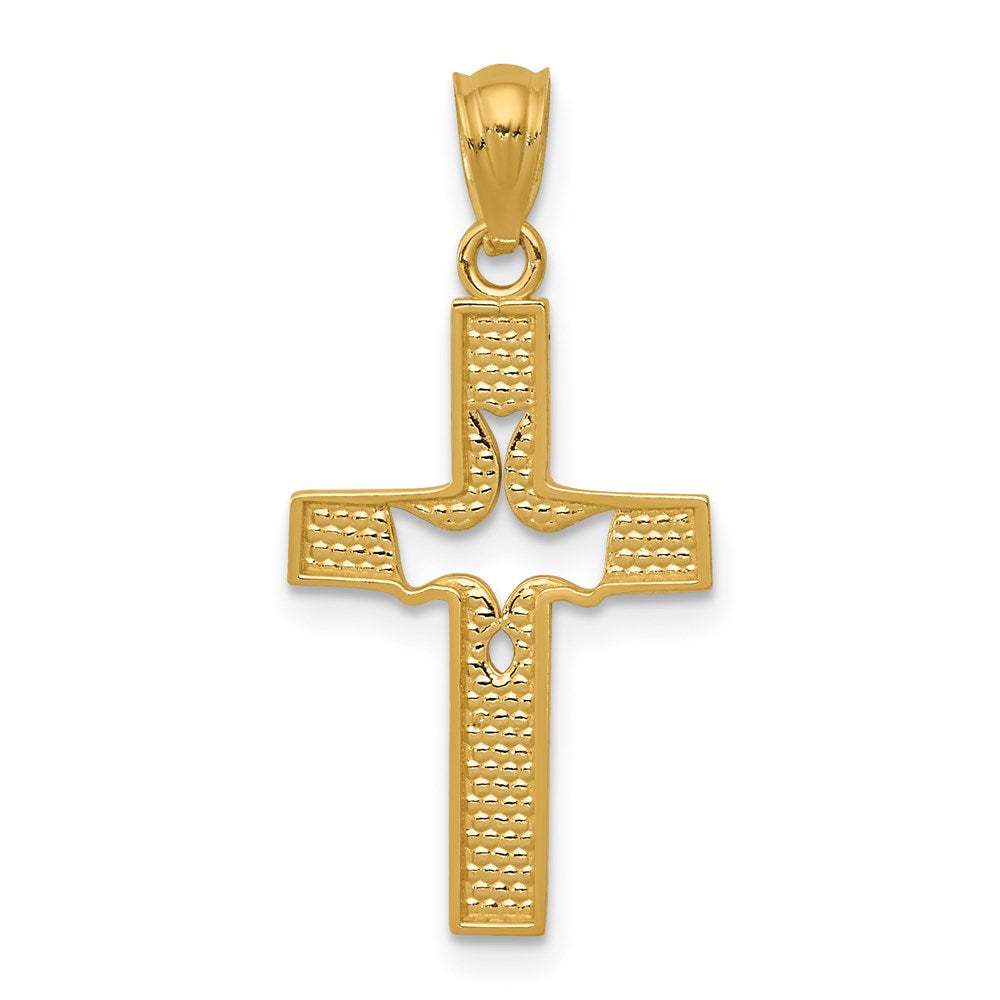 14k Dove Cross Pendant - Product Photo