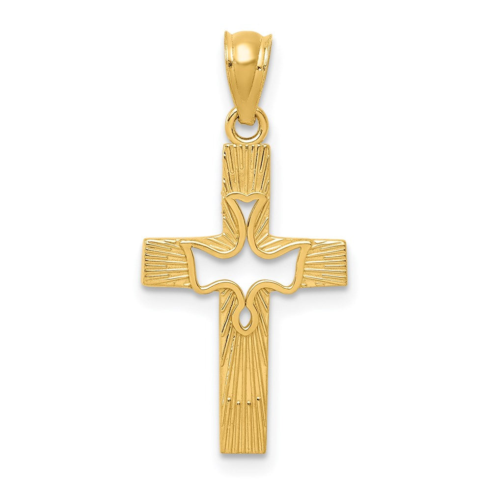 14k Dove Cross Pendant - Product Photo