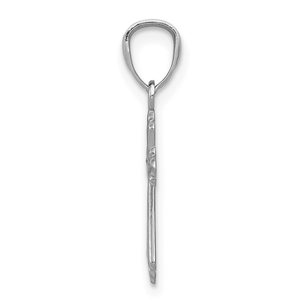 14k White Gold Budded Cross Charm - Product Photo