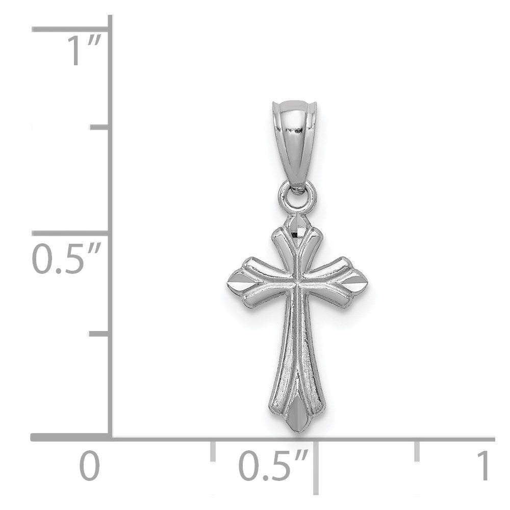 14k White Gold Budded Cross Charm - Product Photo