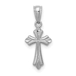 14k White Gold Budded Cross Charm - Product Photo