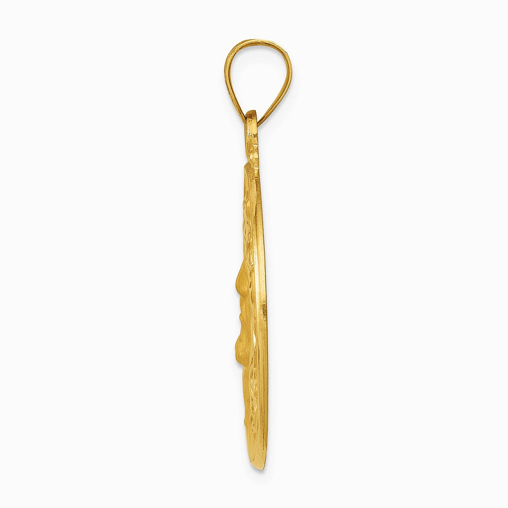 14K Yellow Gold Head of Christ Medal Hollow Round Pendant - Product Photo
