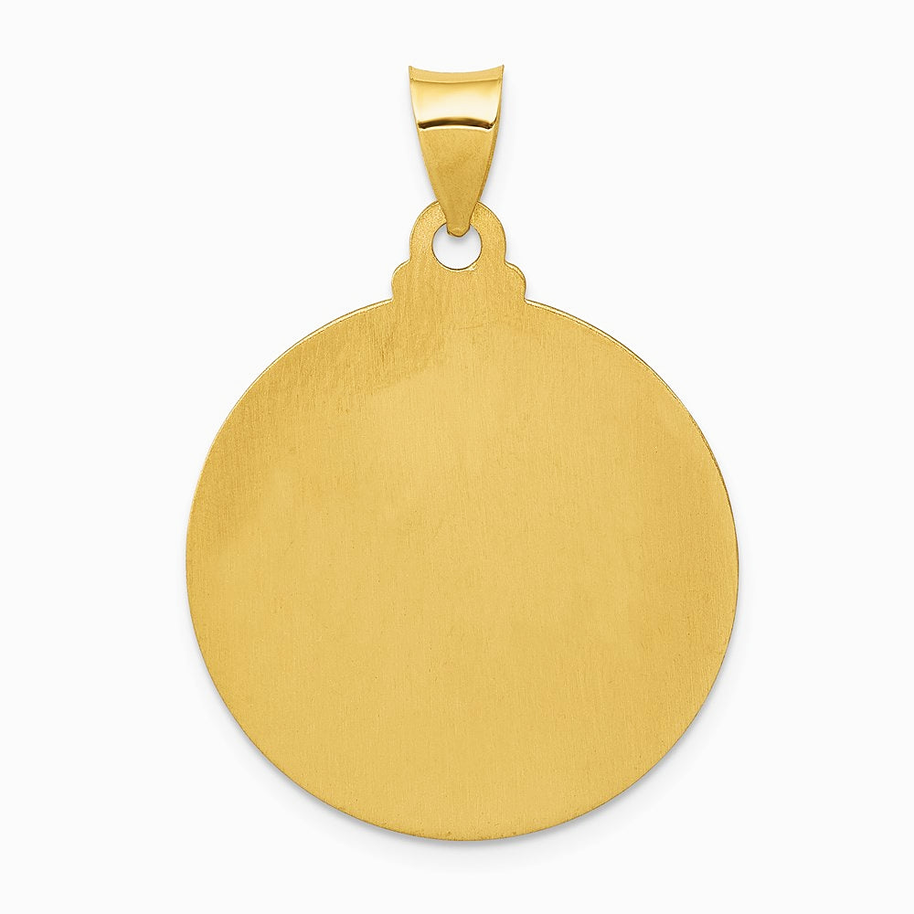 14K Yellow Gold Head of Christ Medal Hollow Round Pendant - Product Photo