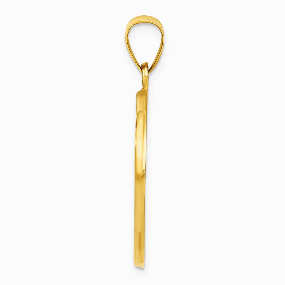 14K Yellow Gold Saint Christopher Medal Hollow Pendant - Product Photo