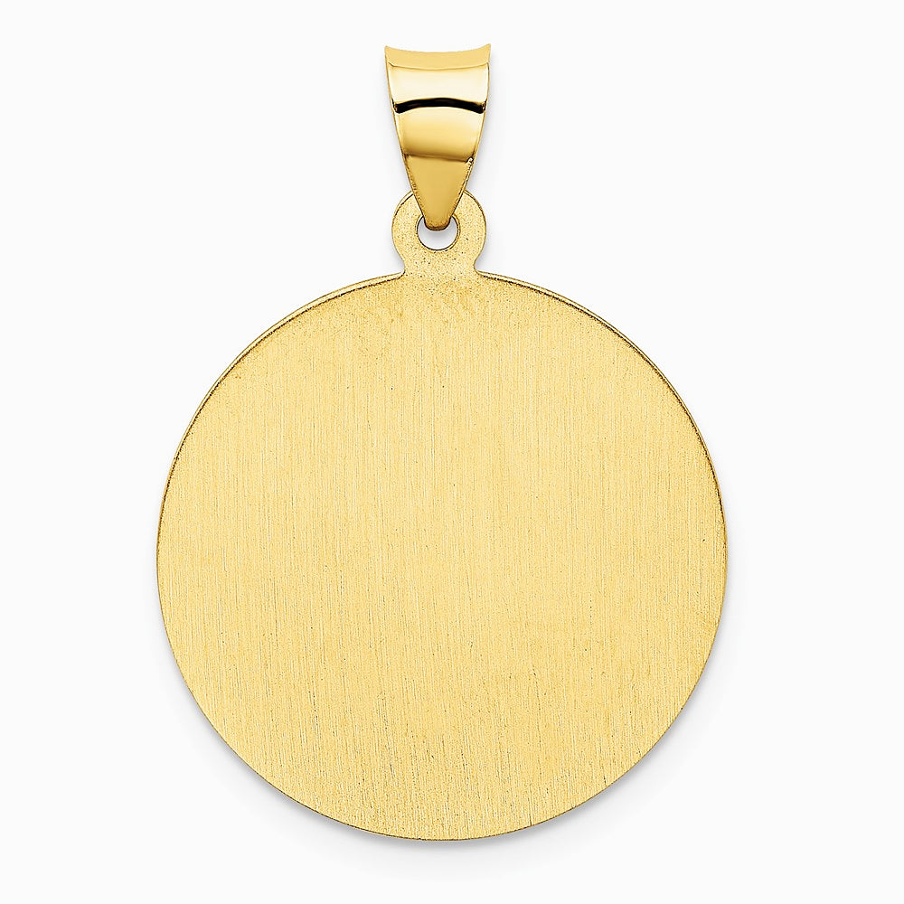 14K Yellow Gold Saint Christopher Medal Hollow Pendant - Product Photo