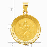 14K Yellow Gold Saint Christopher Medal Hollow Pendant - Product Photo