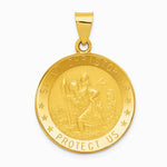 14K Yellow Gold Saint Christopher Medal Hollow Pendant - Product Photo