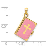 14K 3D Pink Enameled Lord's Prayer Bible Pendant - Product Photo