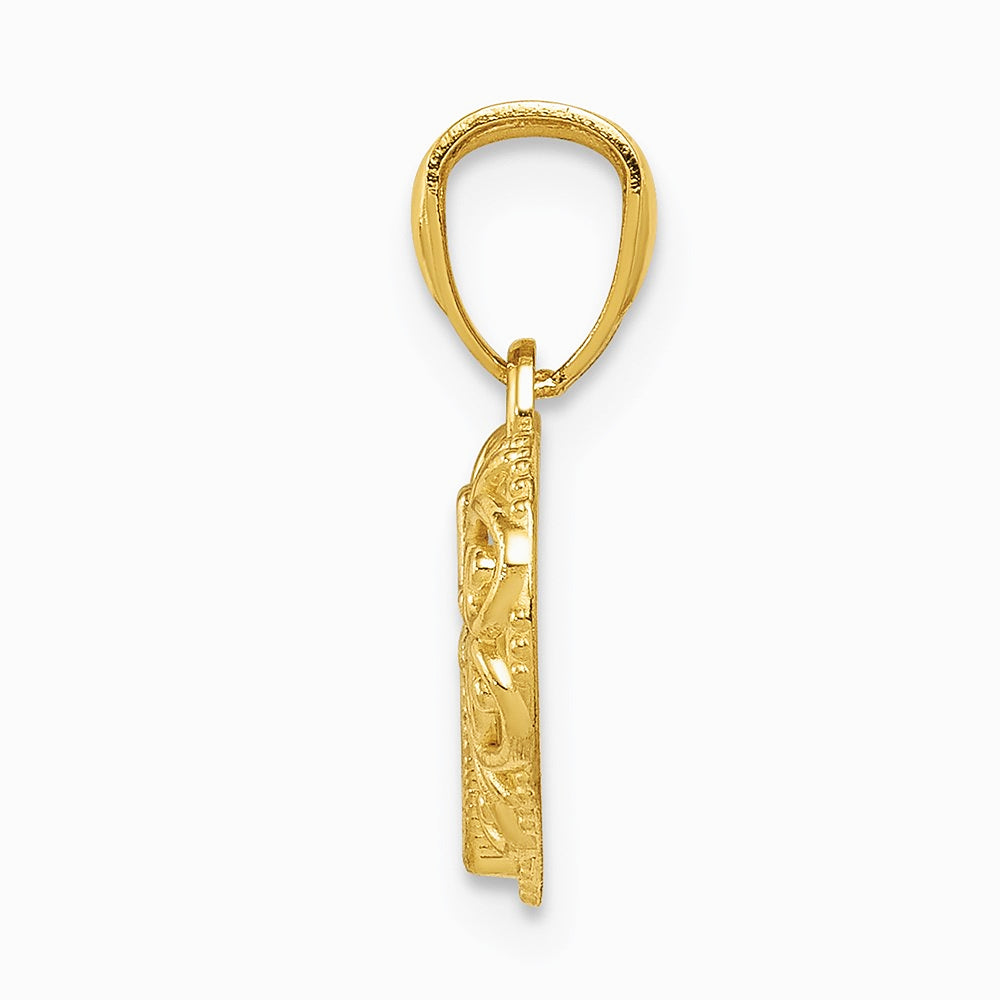 14K Yellow & Rhodium with Rhodium Cross in Heart Pendant - Product Photo