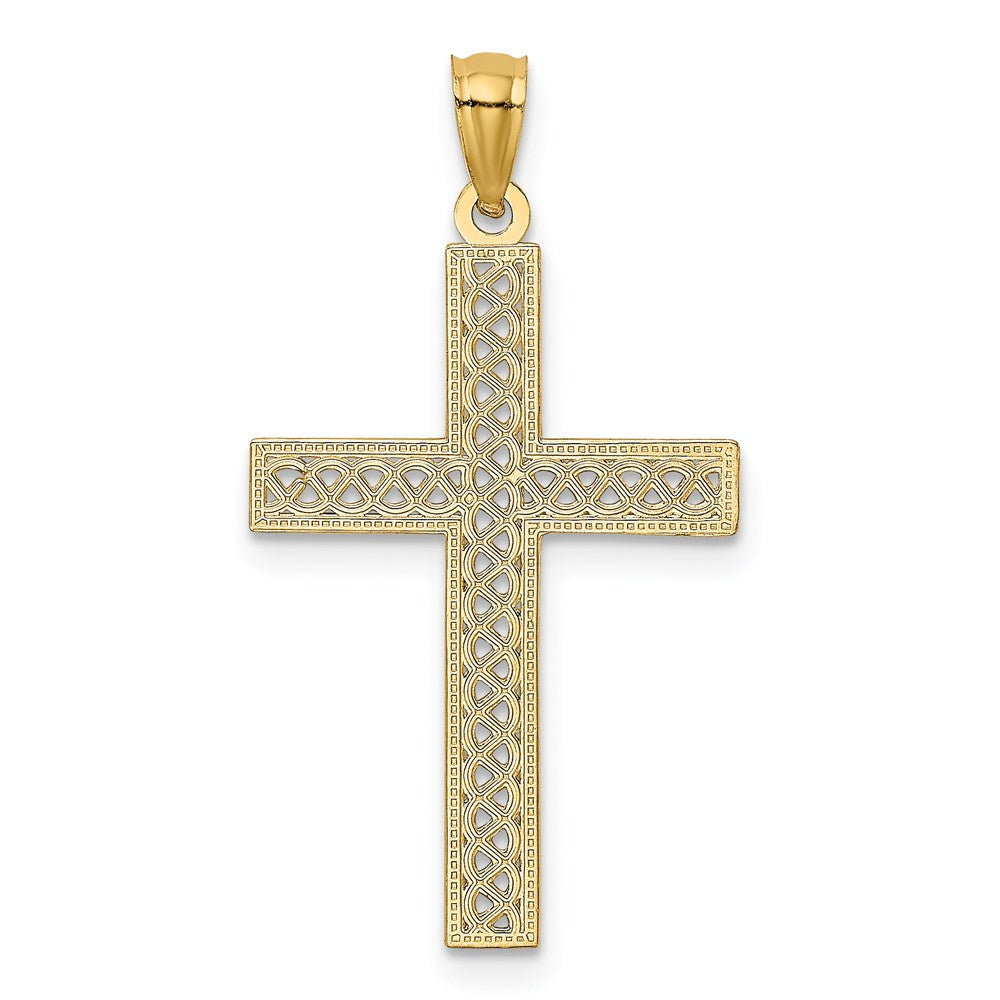 14k Diamond-cut Filigree Cross Pendant - Product Photo