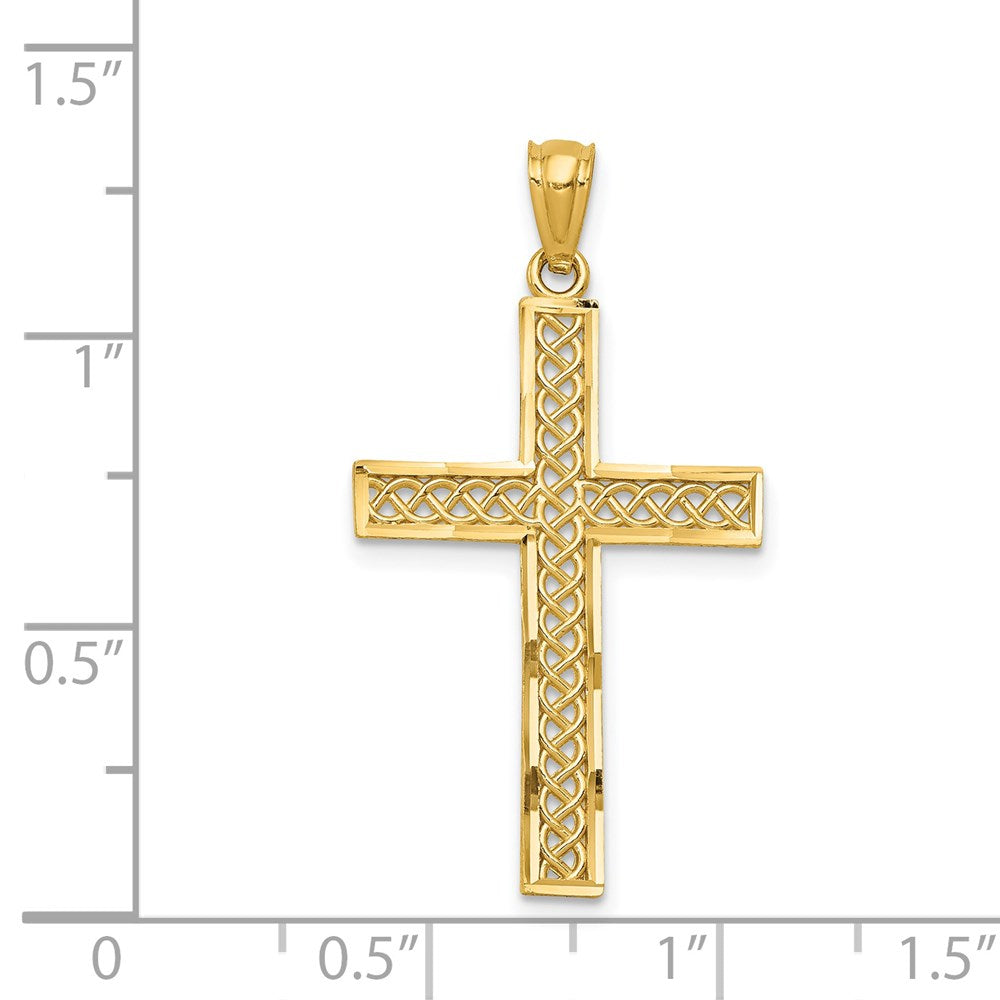 14k Diamond-cut Filigree Cross Pendant - Product Photo