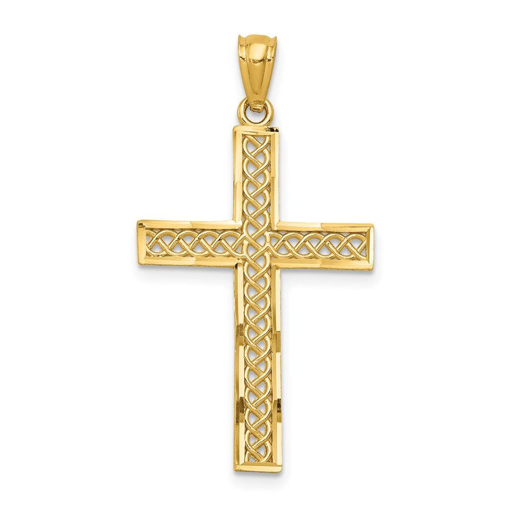 14k Diamond-cut Filigree Cross Pendant - Product Photo