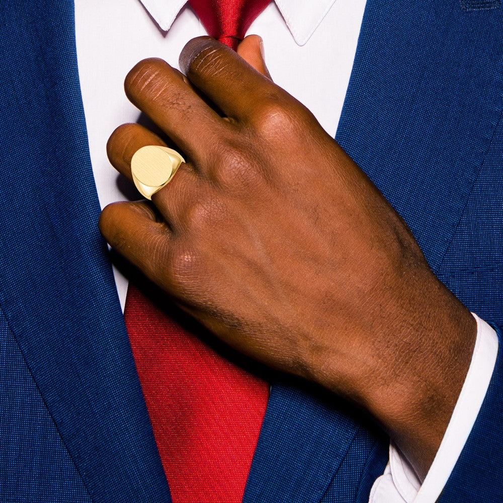 10K Yellow Gold 15.5x19.0mm Closed Back Mens Signet Ring - Product Photo