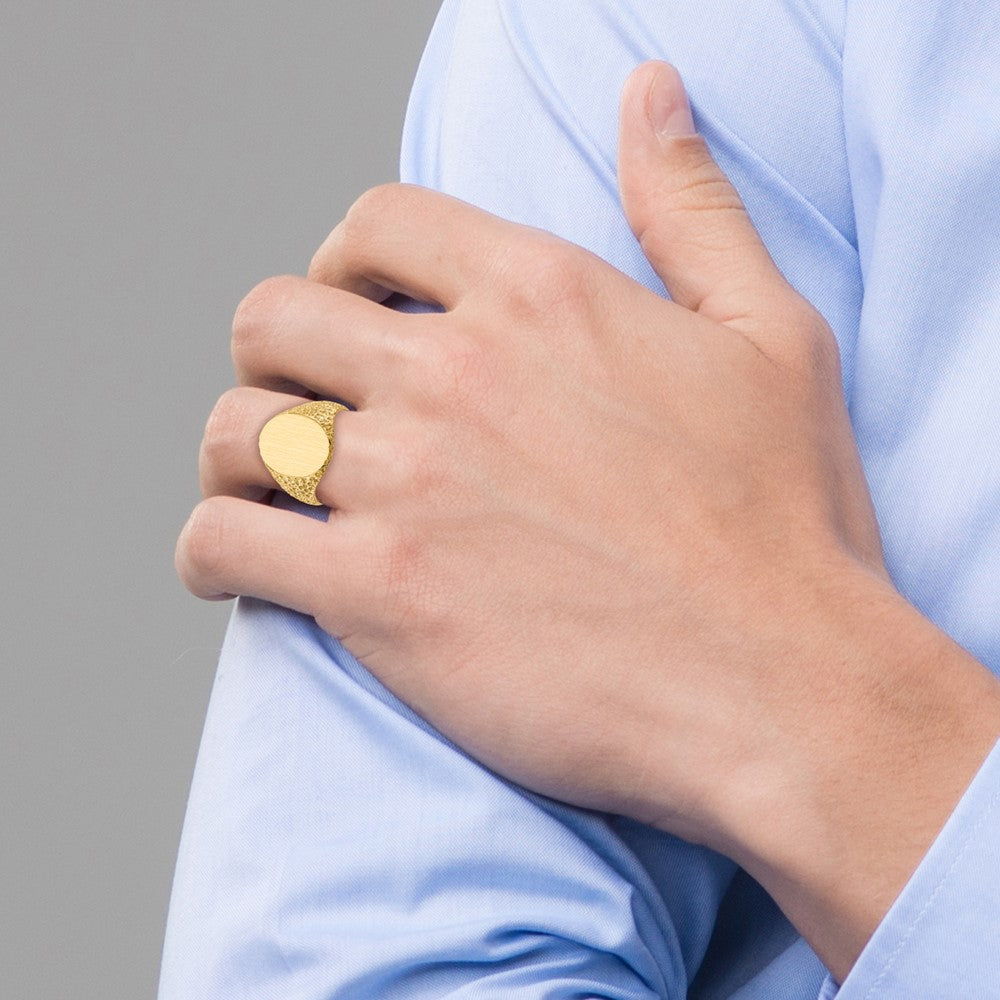 14k 13.0x17.0mm Closed Back Mens Signet Ring - Product Photo