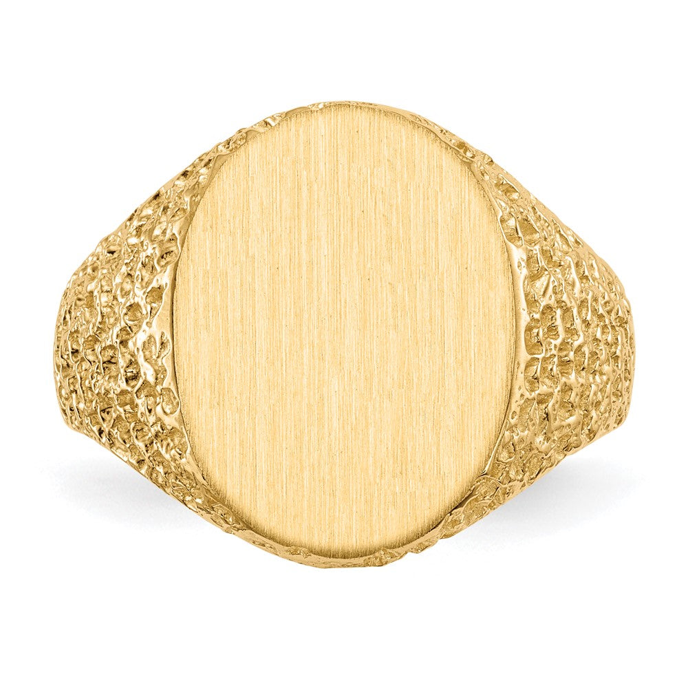 14k 13.0x17.0mm Closed Back Mens Signet Ring - Product Photo
