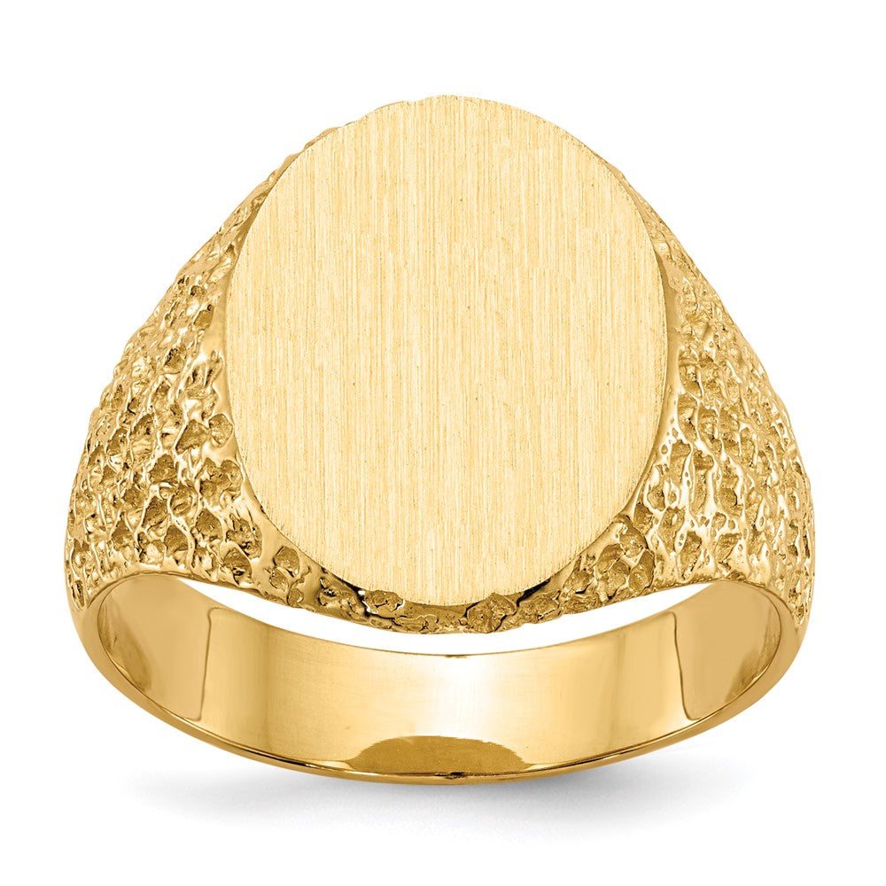 14K Yellow Gold 13.0x17.0mm Closed Back Mens Signet Ring