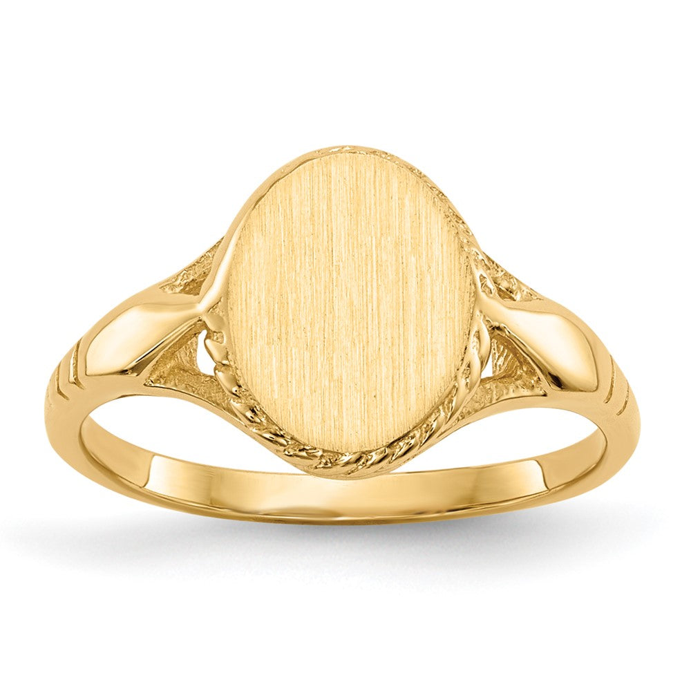 14K Yellow Gold 8.5x6.5mm Open Back Child's Signet Ring