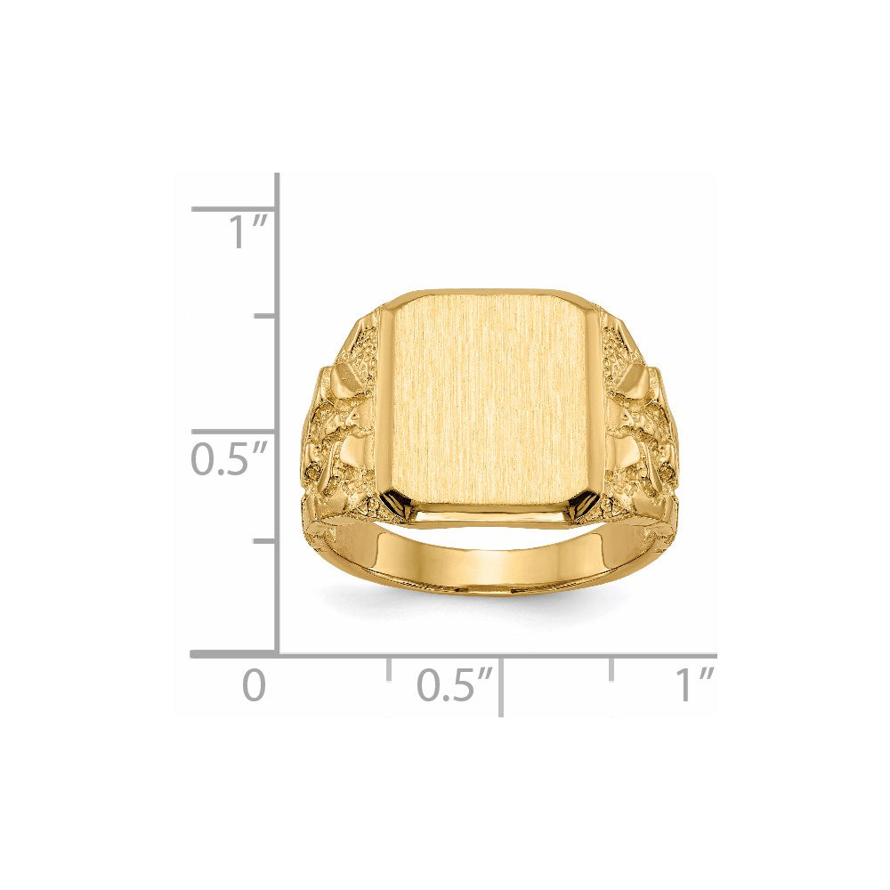 14k 13.0 x 14.0mm Open Back Mens Signet Ring - Product Photo