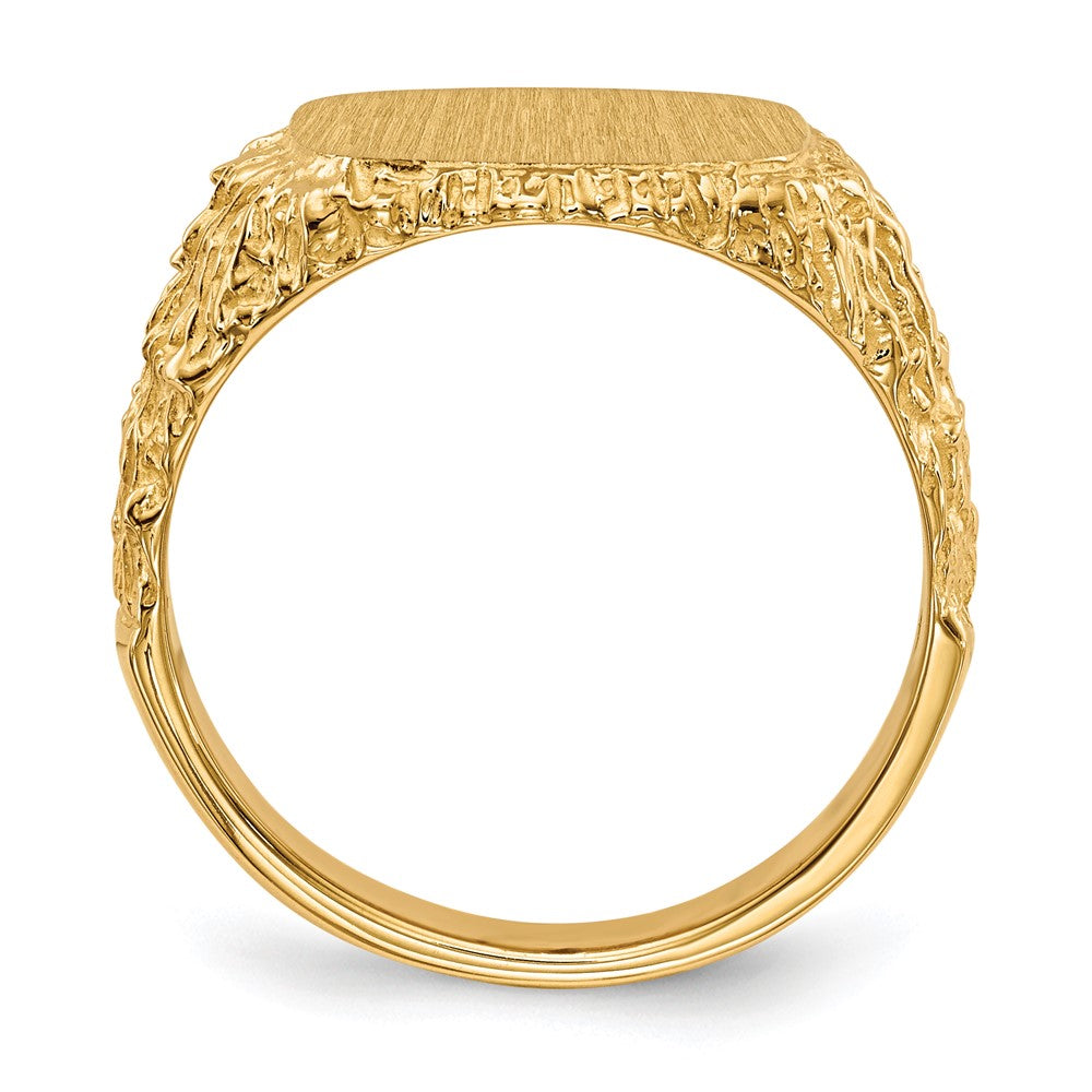 14K Yellow Gold 13.5x13.5mm Closed Back Mens Signet Ring - Product Photo