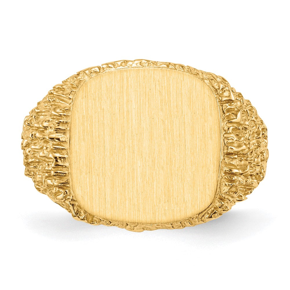14K Yellow Gold 13.5x13.5mm Closed Back Mens Signet Ring - Product Photo