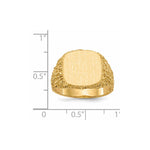 14K Yellow Gold 13.5x13.5mm Closed Back Mens Signet Ring - Product Photo