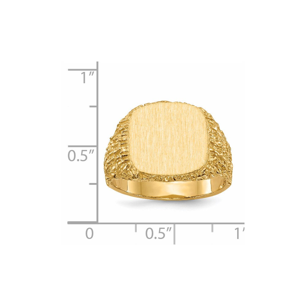14K Yellow Gold 13.5x13.5mm Closed Back Mens Signet Ring - Product Photo