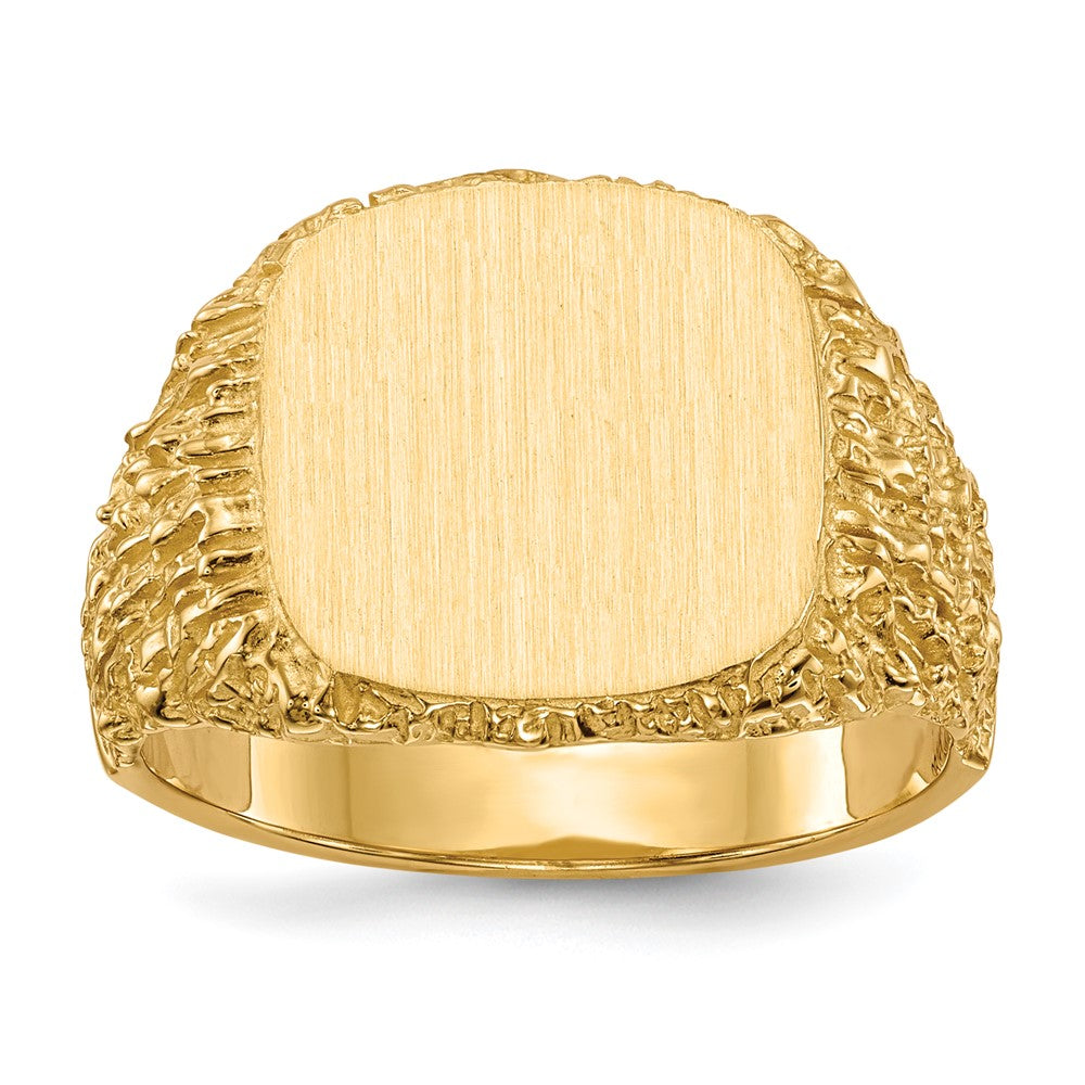 14K Yellow Gold 13.5x13.5mm Closed Back Mens Signet Ring