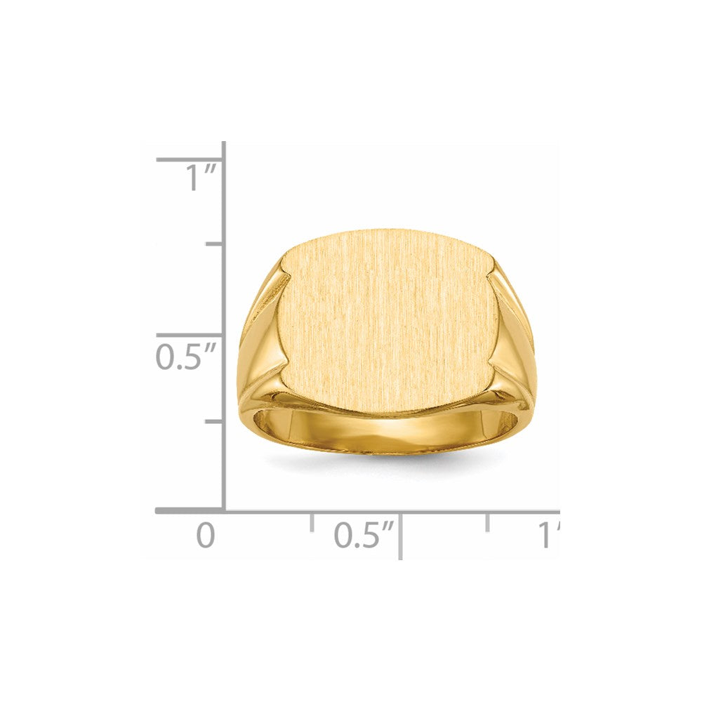 14K Yellow Gold 16.5x15.0mm Closed Back Mens Signet Ring - Product Photo
