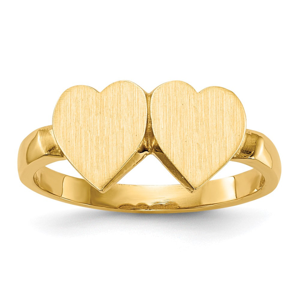 14k 7.5x7.5mm Open Back Heart Signet Ring - Product Photo