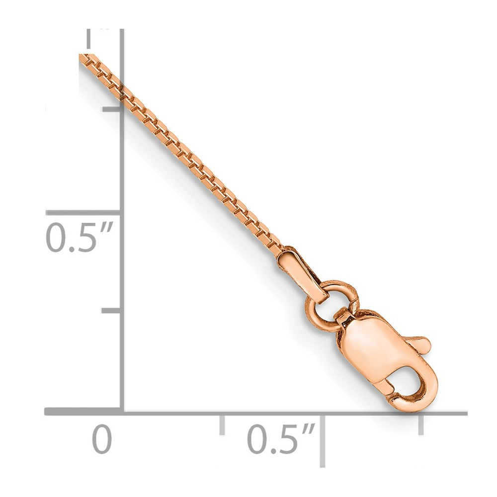 14k Rose Gold .9mm Box Link Chain Anklet - Product Photo