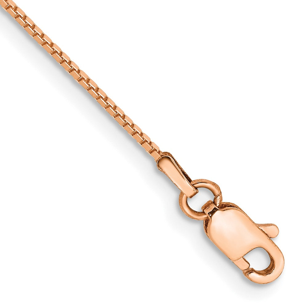 14k Rose Gold .9mm Box Link Chain Anklet - Product Photo