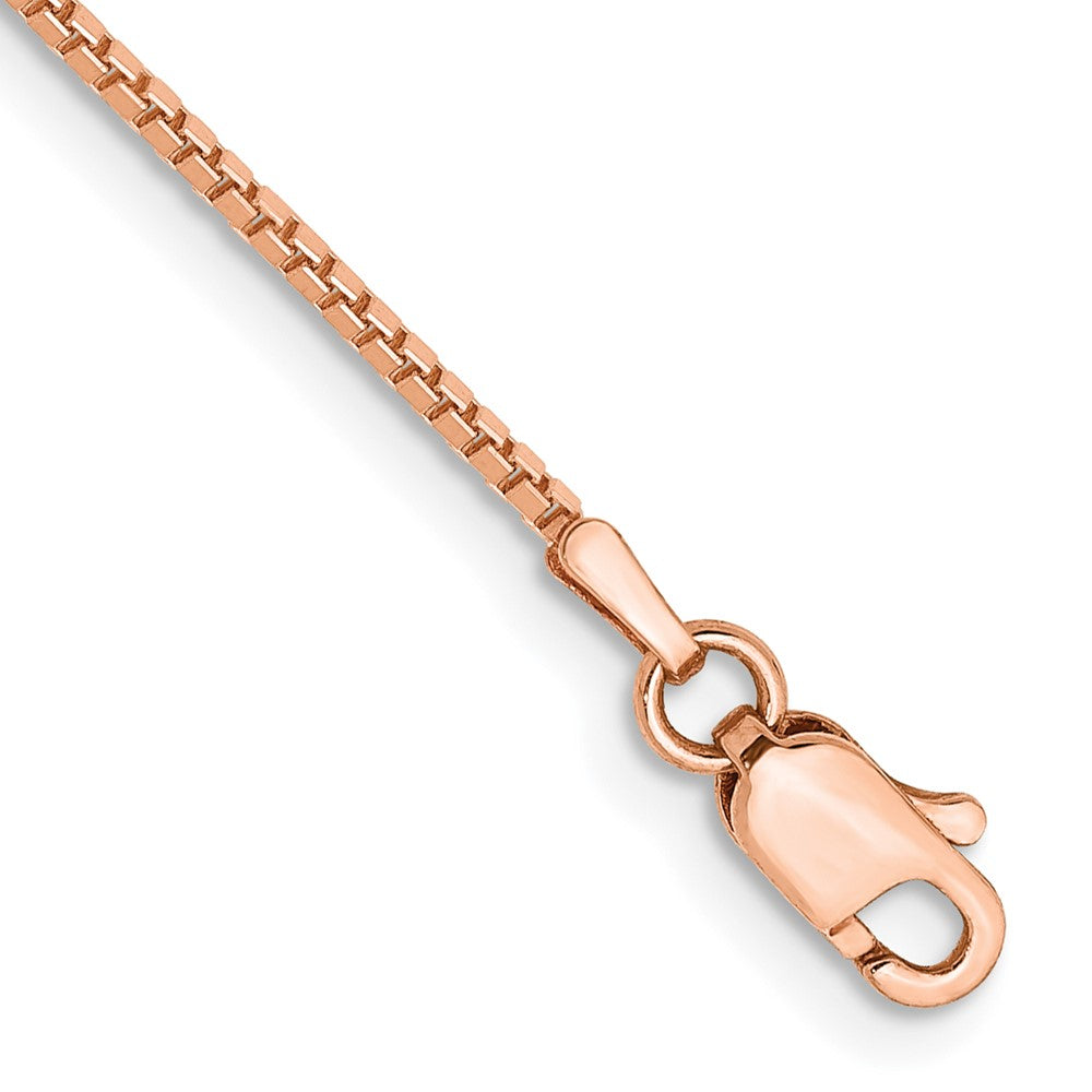 14K Rose Gold 1.0mm Box Chain Bracelet 7"-8"