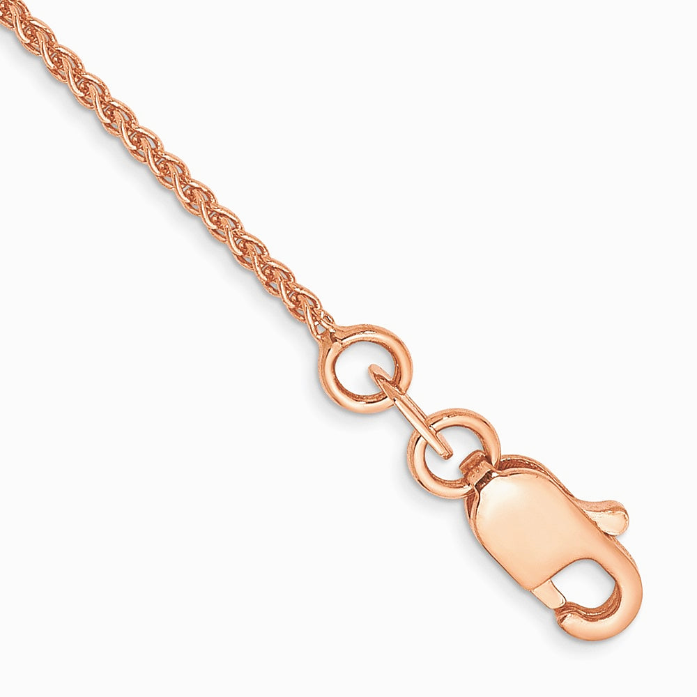 14K Rose Gold 1.05mm Solid Polished Spiga Chain Bracelet 9"-10"