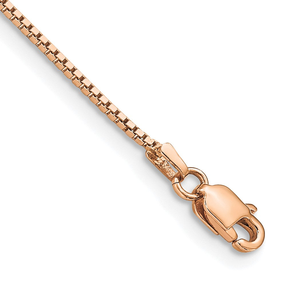 14K Rose Gold .95mm Box Chain Bracelet 7"-8"