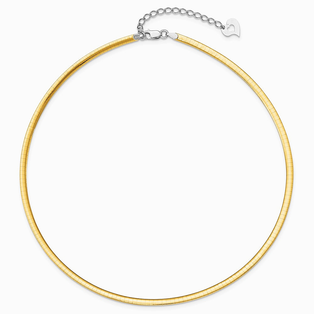 Sterling Silver Gold-pltd 3mm Reversible w/ 2in ext Cubetto Chain Necklace - Product Photo