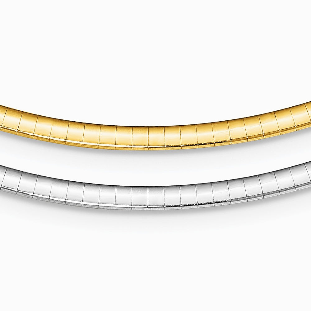 Sterling Silver Gold-pltd 3mm Reversible w/ 2in ext Cubetto Chain Necklace - Product Photo