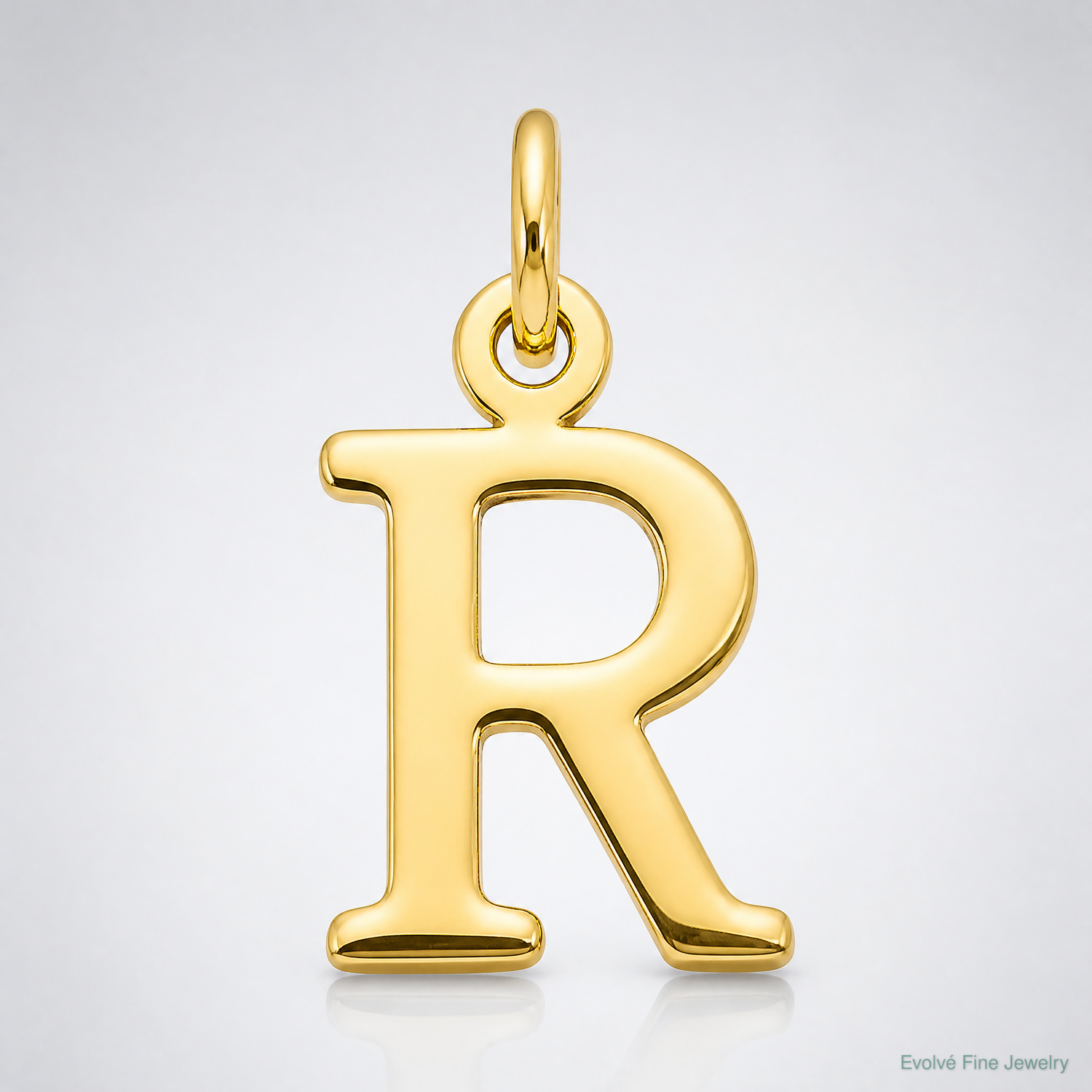14ky Cutout Letter R Initial Pendant - Lifestyle View