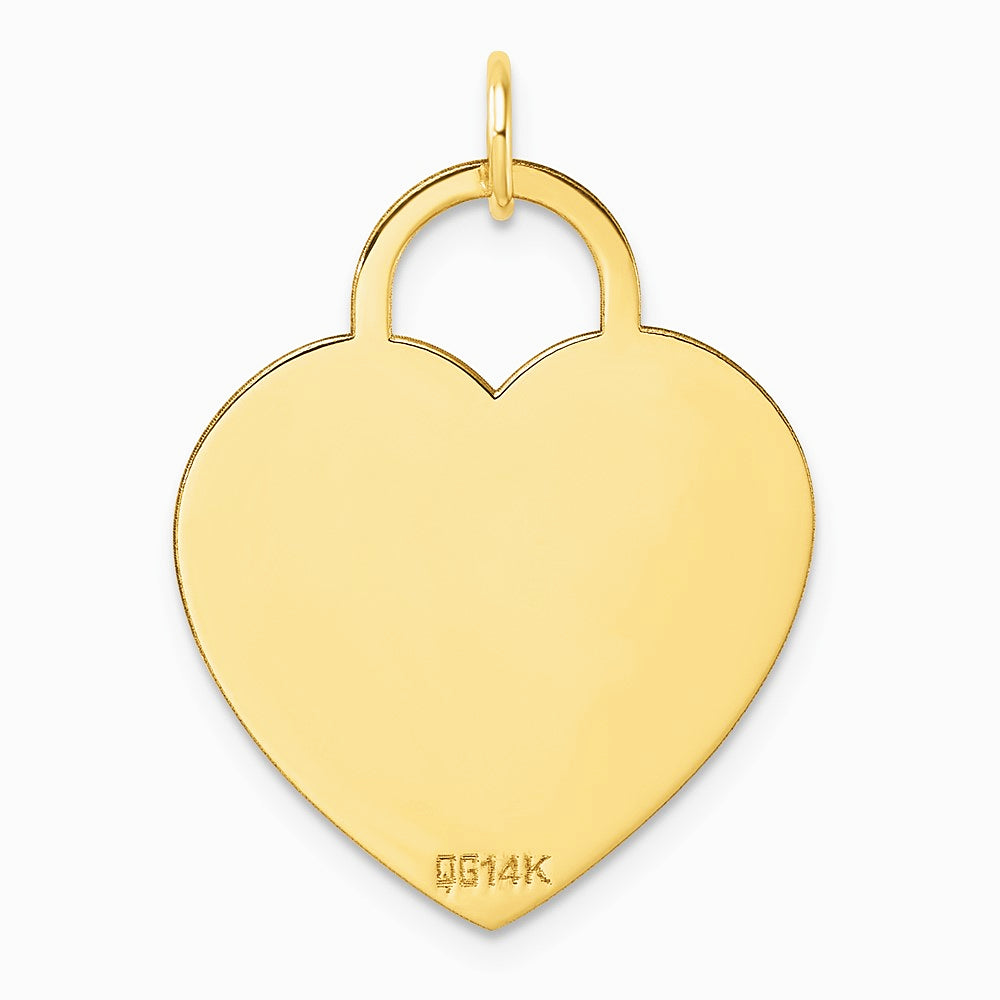 14K Yellow Gold Polished Heart Shaped Disc Pendant - Product Photo