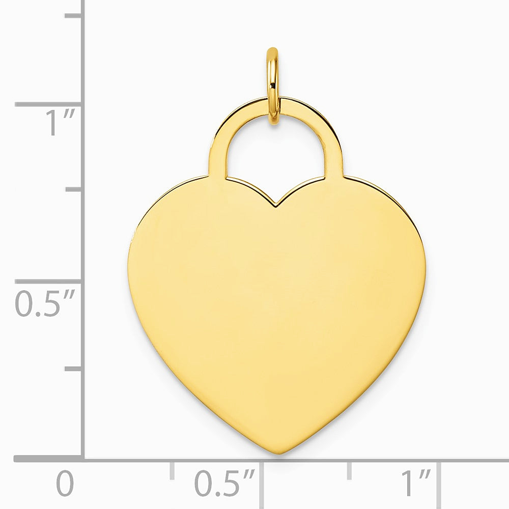 14K Yellow Gold Polished Heart Shaped Disc Pendant - Product Photo