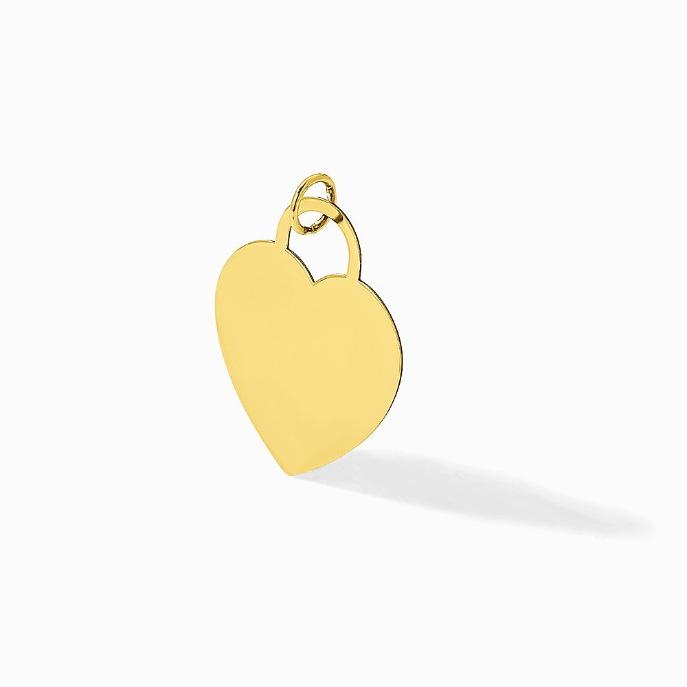14K Yellow Gold Polished Heart Shaped Disc Pendant - Product Photo