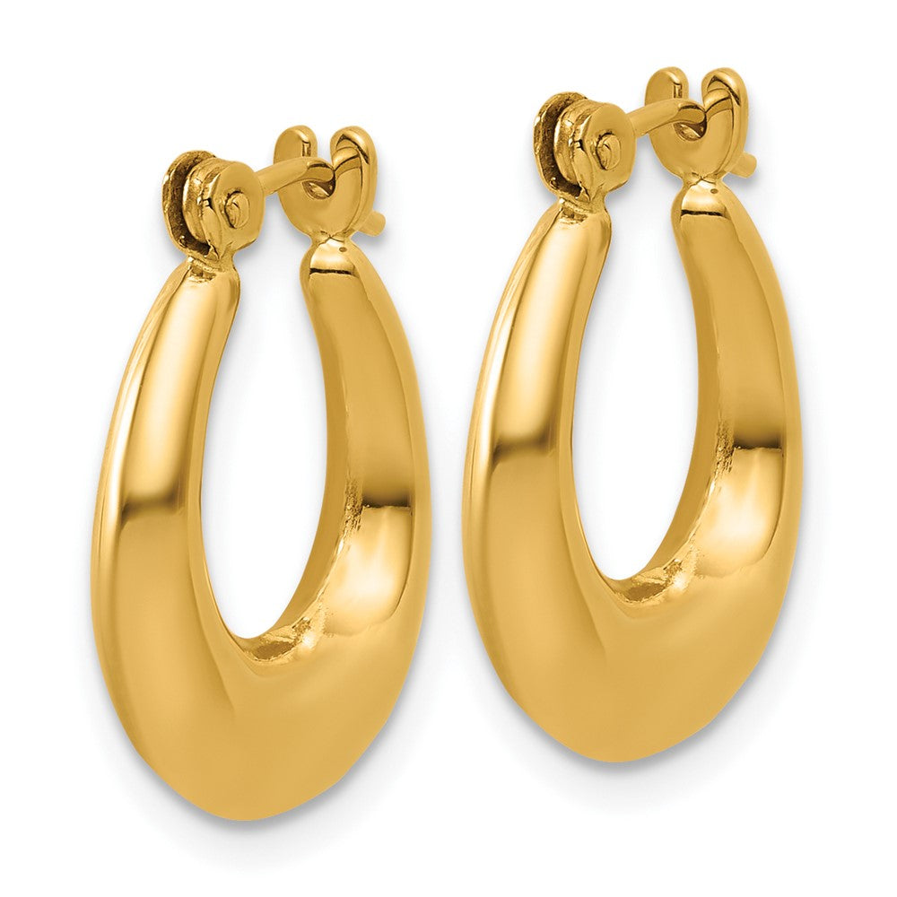 14k Polished Oval Hollow Hoop Earrings - Product Photo