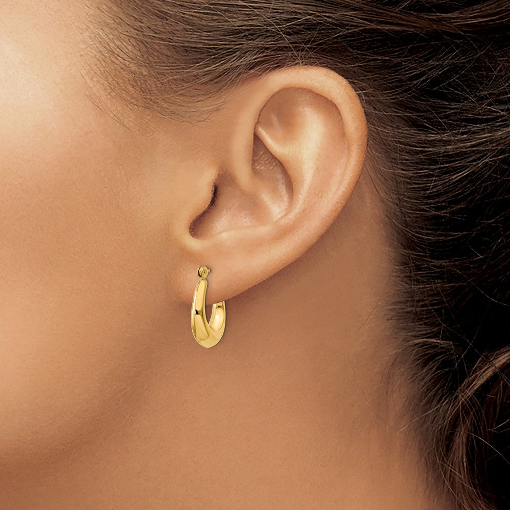 14k Polished Oval Hollow Hoop Earrings - Product Photo