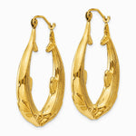 14K Yellow Gold Polished Dolphin Hoop Earrings - Product Photo