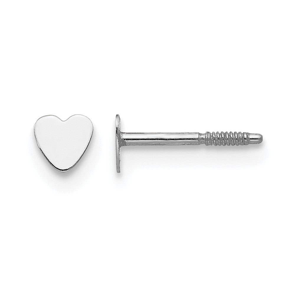 14K White Gold Tiny Heart Baby Post Earrings - Product Photo