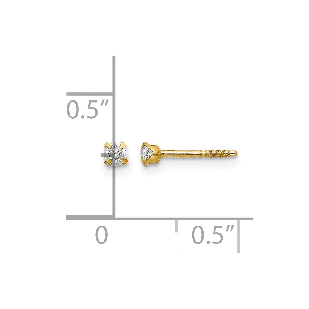 14k Madi K 2.25mm CZ Baby Earrings - Product Photo