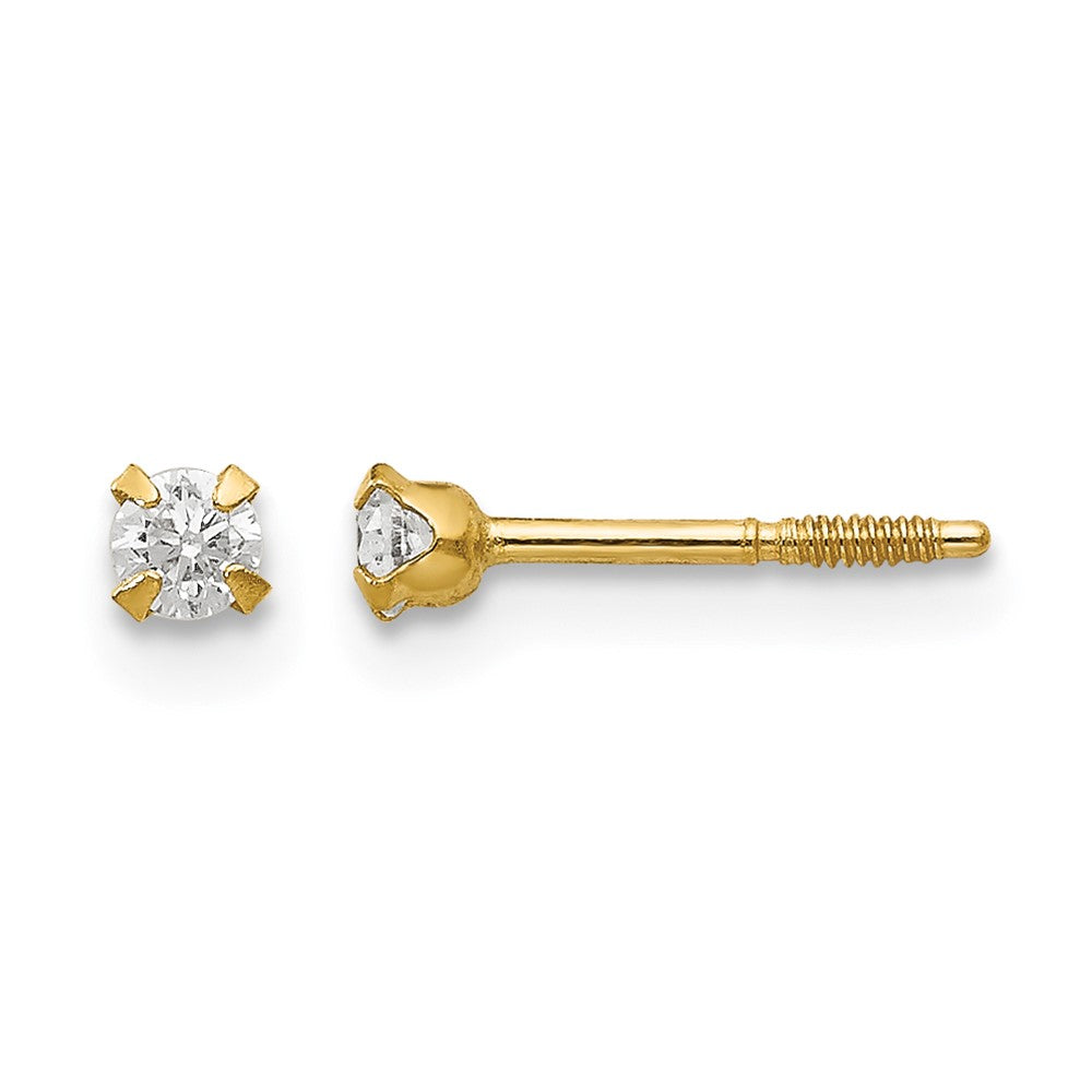 14K Yellow Gold 2.25mm CZ Baby Earrings